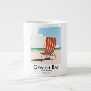 Taza De Café Gigante Cartel de viaje vintage de la bahía de Oxwich, pen