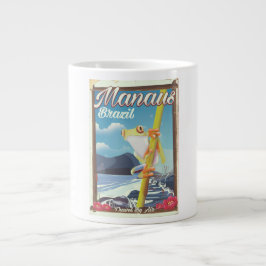 Taza De Café Gigante Cartel de viaje vintage de Manaus Brasil