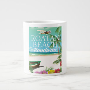 Taza De Café Gigante Cartel de viaje vintage de Rotan Beach Honduras