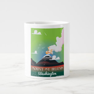 Taza De Café Gigante Cartel de viaje vintage del Monte St. Helens.