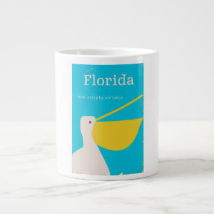Taza De Café Gigante Cartel de viaje vintage del pelícano de Florida