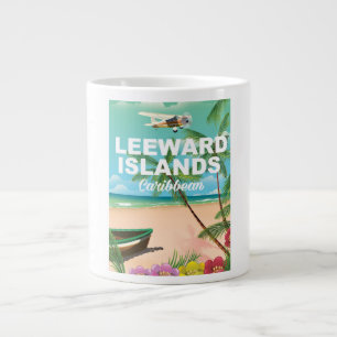 Taza De Café Gigante Cartel retro de viaje a las Islas de Sotavento
