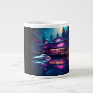 Taza De Café Gigante Casa Futurista En El Lago