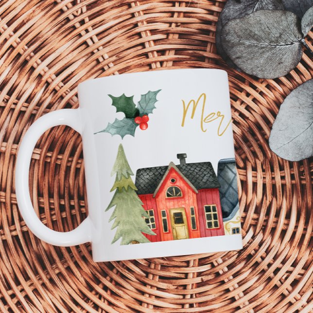 Taza De Café Gigante Casas de vacaciones con nombre Feliz Navidad (Subido por el creador)