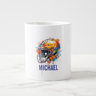 Taza De Café Gigante Casco de fútbol con nombre motivacional inspirador