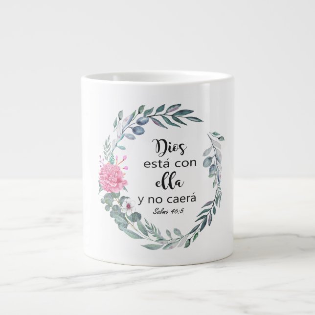 Taza De Café Gigante castellano, biblia, verso biblio español, dios est (Frente)