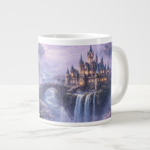 Taza De Café Gigante Castillo de Fantasía Paisaje Surrealista Azul Lava