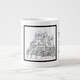 Taza De Café Gigante Castillo moderno de estilo negro y blanco