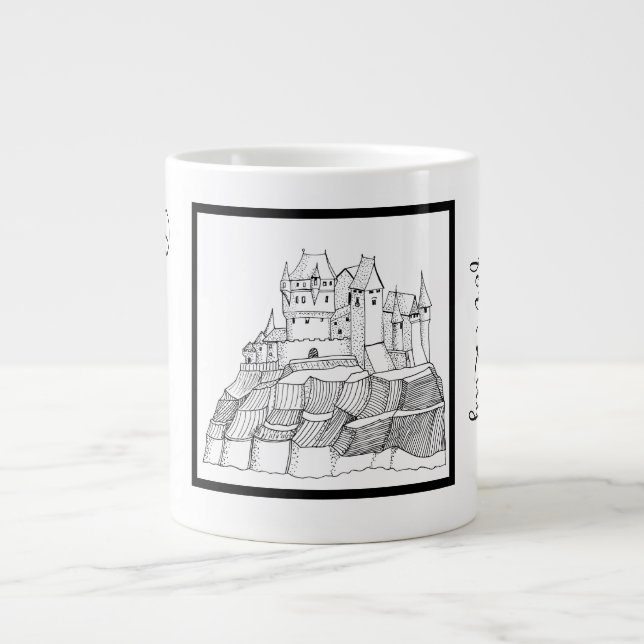 Taza De Café Gigante Castillo moderno de estilo negro y blanco (Frente)