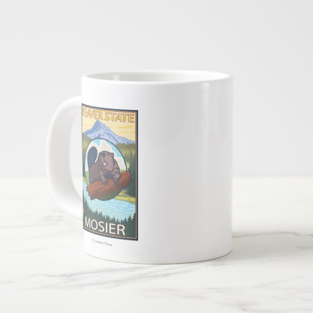 Taza De Café Gigante Castor y capilla del Mt. - Mosier, Oregon (Izquierda)