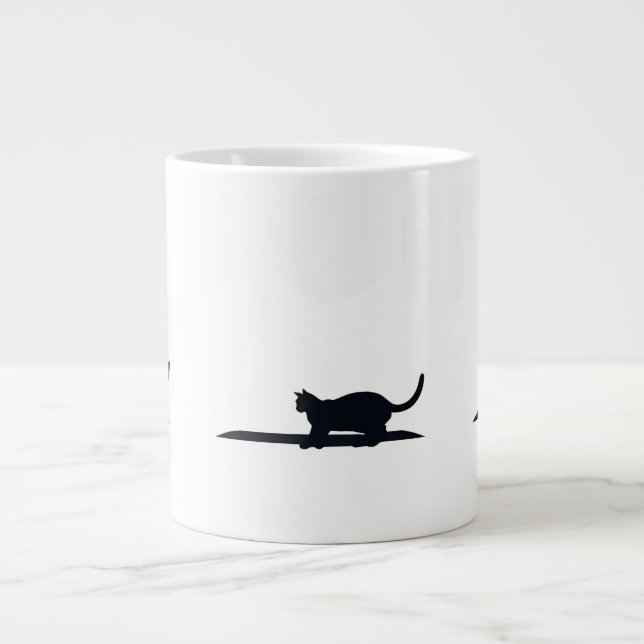 Taza De Café Gigante Cat Loaf Position Silhouette Minimalist Mug (Frente)