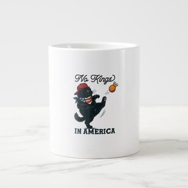 Taza De Café Gigante Cat No Kings In America Vintage Cats Against (Frente)