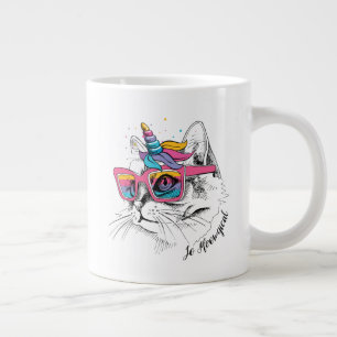 Taza De Café Gigante Caticorn el   tan Meowgical