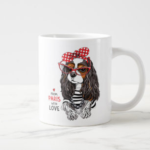 Taza De Café Gigante Cavalier King Charles Spaniel De París Con Amor
