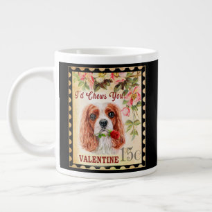 Taza De Café Gigante Cavalier King Charles Spaniel Valentine con Rosa
