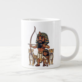 Taza De Café Gigante Caza del Antiguo Egipto con leopardos