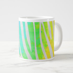 Taza De Café Gigante Cebra Arcoíris y Estampado Blanco