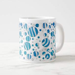 Taza De Café Gigante Cebra de punto de polka blanca y azul