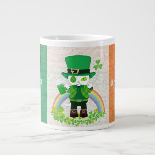 Taza De Café Gigante Celebrar el Día de San Patricio con un gato afortu