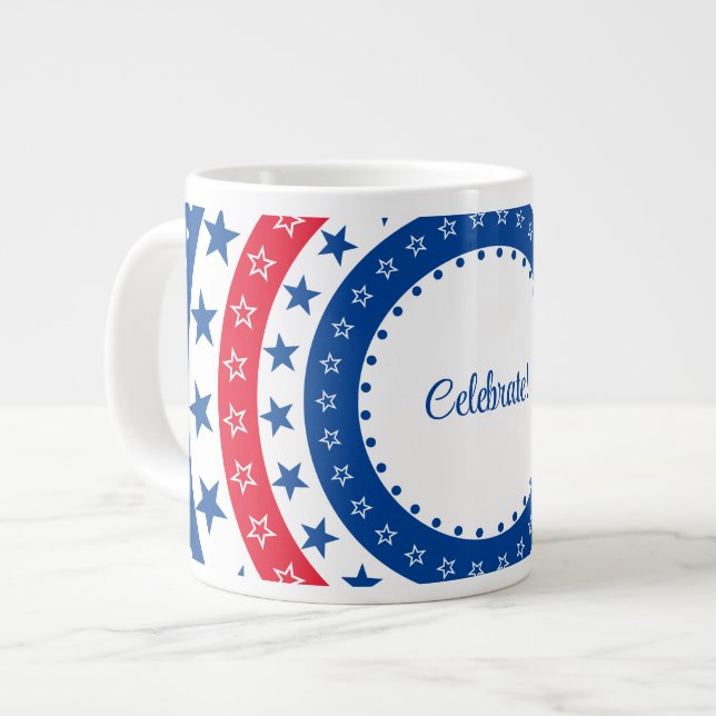 Taza De Café Gigante Celebrar las estrellas rojas, blancas y azules (Izquierda)