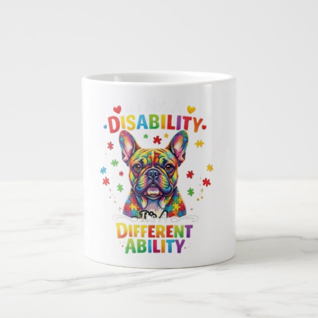 Taza De Café Gigante Celebrating French Bulldog Neurodiversity: Autism  (Frente)