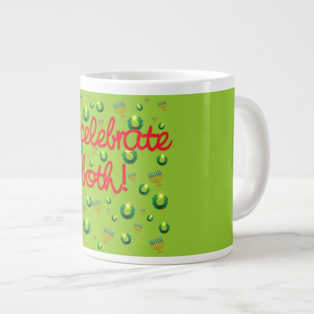 Taza De Café Gigante ¡Celebro navidad y Jánuca! (Derecha)
