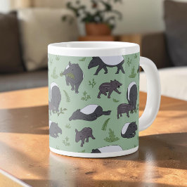Taza De Café Gigante Cena familiar de tapires en verde
