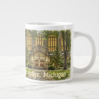 Taza De Café Gigante Centro de Ann Arbor, Michigan Estilo Dibujado a Ma