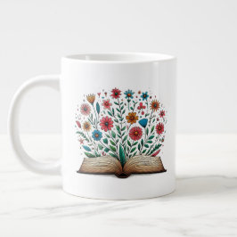 Taza De Café Gigante Cerámica de flor de libros abierta