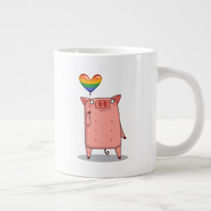 Taza De Café Gigante Cerdo con globo arco iris
