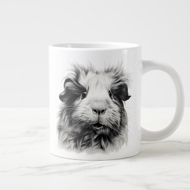 Taza De Café Gigante Cerdo monocromo de Guinea (Derecha)