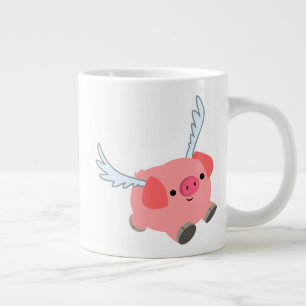 Taza De Café Gigante Cerdo Personalizado alado lindo