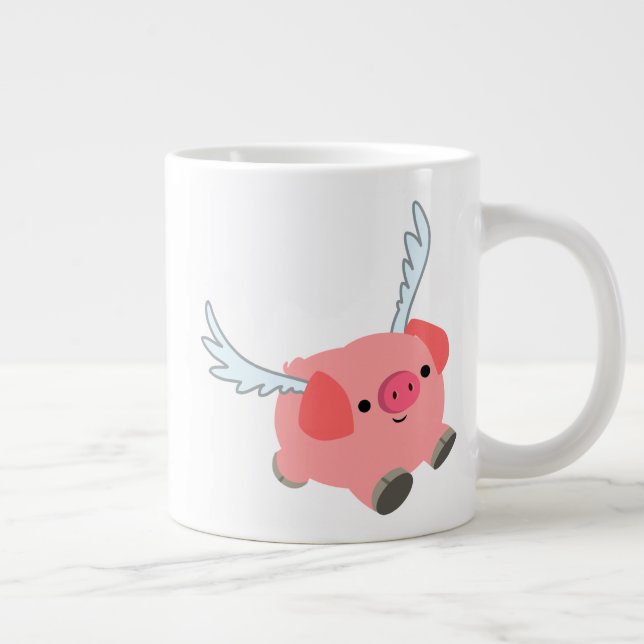 Taza De Café Gigante Cerdo Personalizado alado lindo (Derecha)