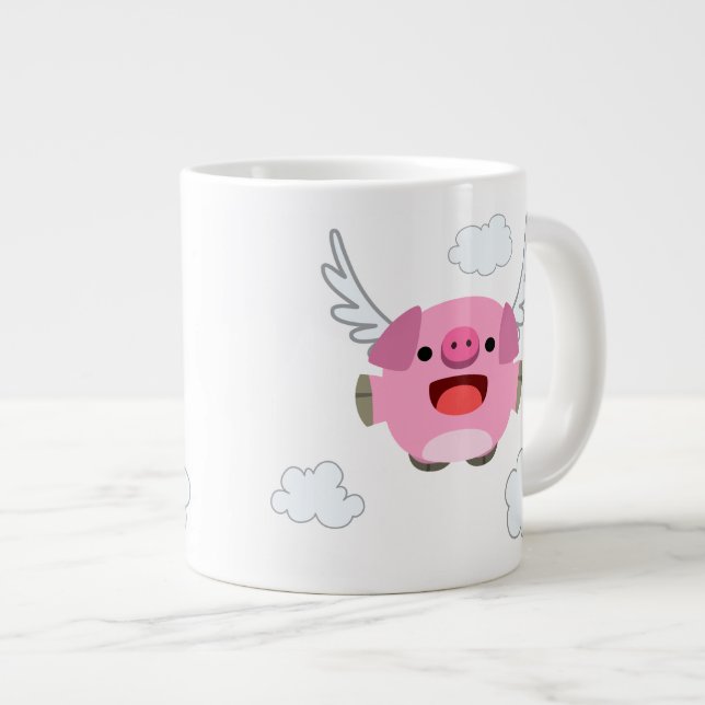 Taza De Café Gigante Cerdo Personalizado volador (Derecha)