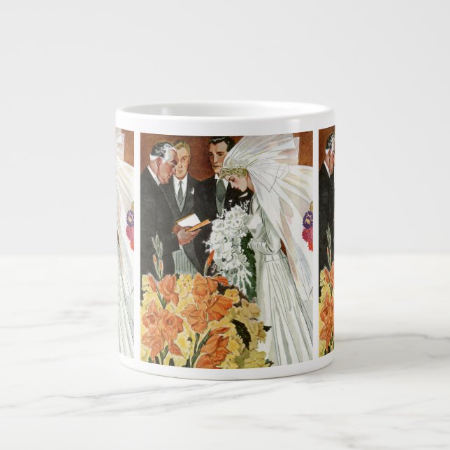 Taza De Café Gigante Ceremonia de bodas con novia y novio (Frente)