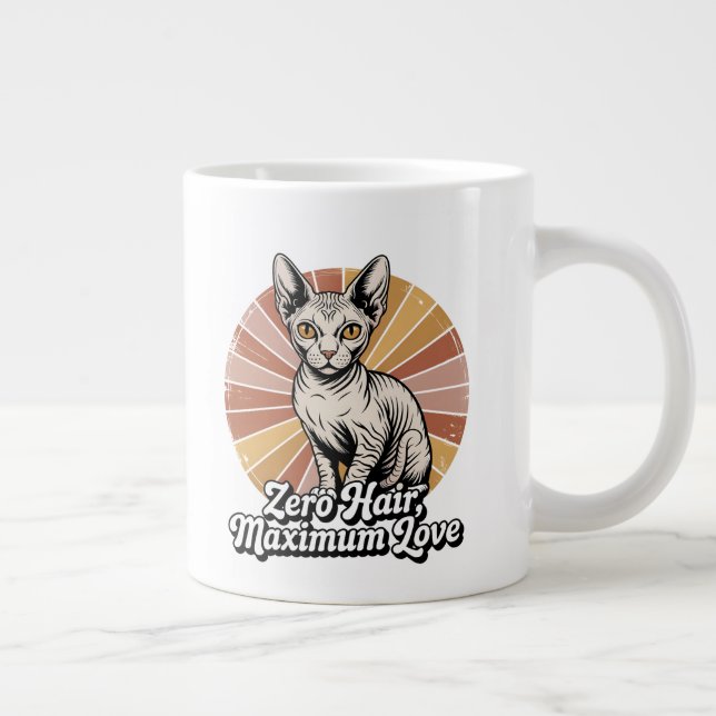 Taza De Café Gigante Cero Pelo Amor Máximo Sphynx Retro (Derecha)