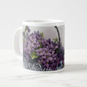 Taza De Café Gigante Cesta de Flores Vintage – Floración del Día de la 