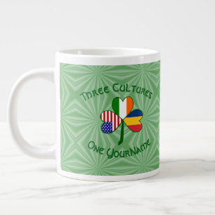Taza De Café Gigante Chad Irlanda USA Bandera de Trébol Personalizada
