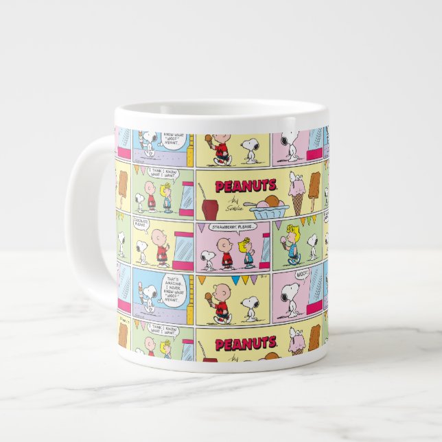 Taza De Café Gigante Charlie Brown, Snoopy y Sally | Helado (Izquierda)