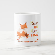Chase Joy Like Leaves - Fox Mug Bilingual de otoño