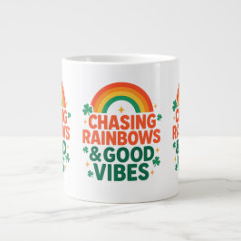 Taza De Café Gigante Chasing Rainbows & Good Vibes St. Paddy’s Day