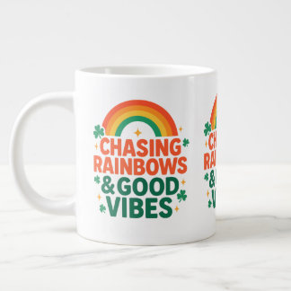 Taza De Café Gigante Chasing Rainbows & Good Vibes St. Paddy’s Day