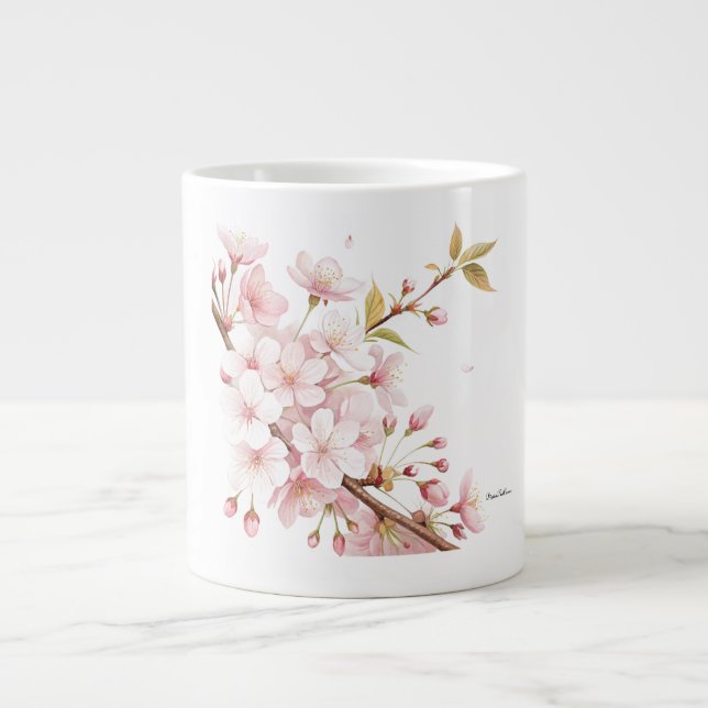 Taza De Café Gigante Cherry Blossom Floral Speciality Mug  (Frente)