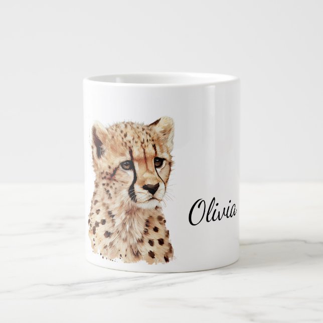 Taza De Café Gigante Chetah Face personalizado (Frente)