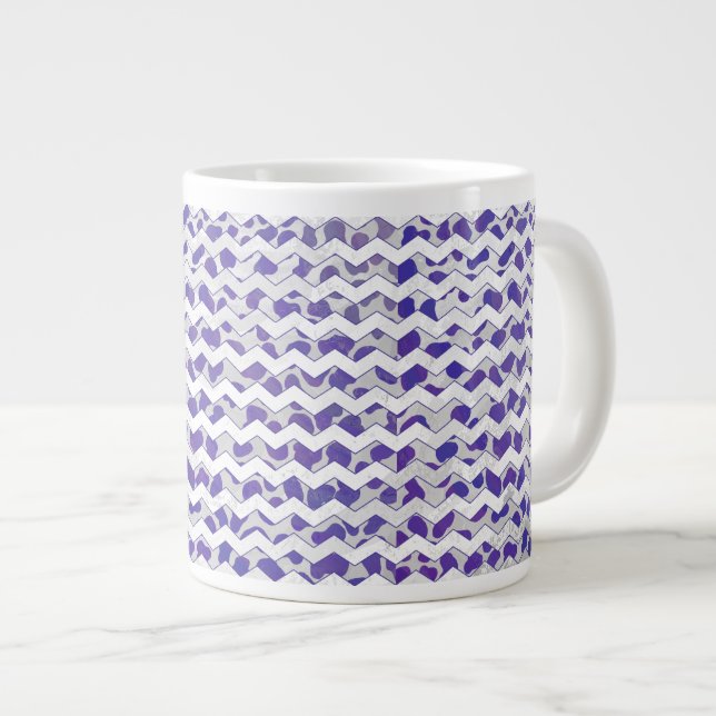 Taza De Café Gigante Chevron Dalmatian Morado y Blanco (Derecha)