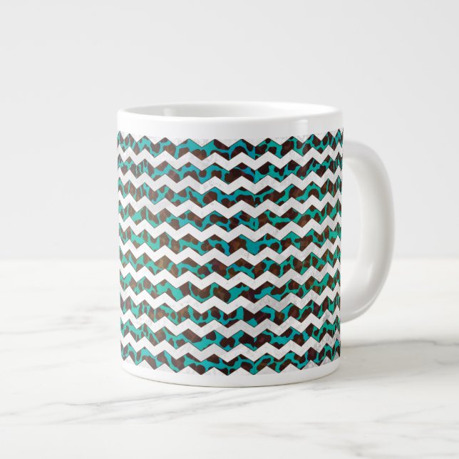 Taza De Café Gigante Chevron Leopardo Brown e impresión Verde azulada (Derecha)