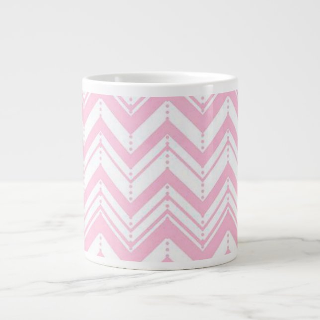 Taza De Café Gigante Chevron rosa (Frente)