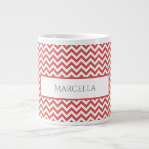 Taza De Café Gigante Chevron Simple Rojo Personalizado Gigante Café Mug