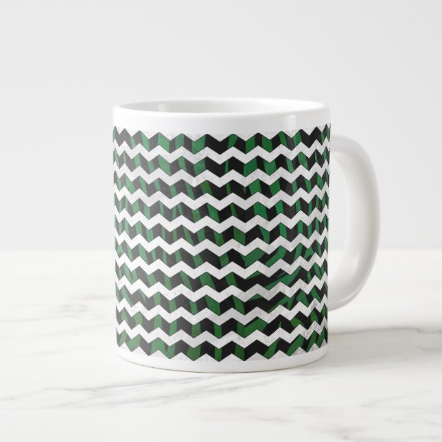 Taza De Café Gigante Chevron Zebra Black and Green Print (Derecha)