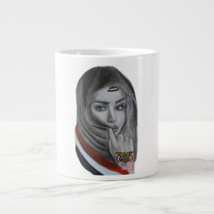 Taza De Café Gigante Chica americana con raíces yemeníes - Bandera de Y